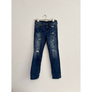 Women's True Religion Geno Slim Distressed Blue Jeans Size 16